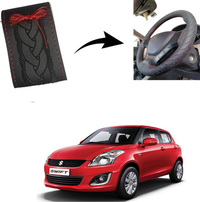 Autoinnovation Hand Stiched Steering Cover For Maruti New Swift(Black, Leather)