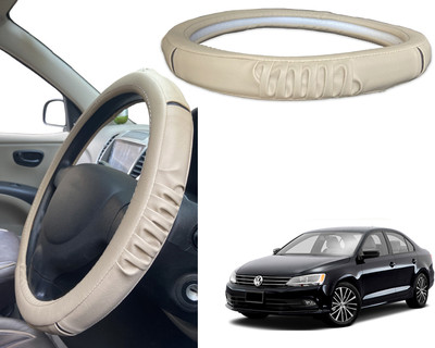 PEEPS STORE Steering Cover For Volkswagen Jetta(Black, Red, Leatherite)