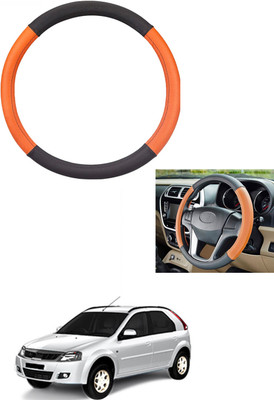 MATIES Steering Cover For Mahindra Verito Vibe(Tan/Black, Leather)