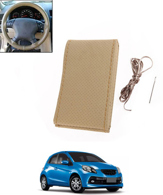 MSNP Hand Stiched Steering Cover For Honda Brio(Beige, Leatherite)