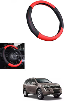 MATIES Steering Cover For Mahindra XUV 500(Red/Black, Leather)