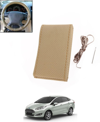 MATIES Hand Stiched Steering Cover For Ford Fiesta(Beige, Leatherite)