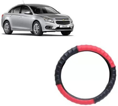 OOLTAH PAHIYA Hand Stiched Steering Cover For Chevrolet Cruze(Red & Black, Leatherite)