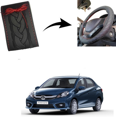 Autoinnovation Hand Stiched Steering Cover For Honda Amaze(Black, Leather)