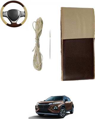 MSNP Hand Stiched Steering Cover For Hyundai Getz(Beige, Brown, Leatherite)