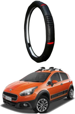 AUTO PEARL Steering Cover For Fiat Avventura(Diamond Black Red, Leatherite)