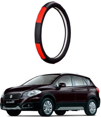 AUTO PEARL Steering Cover For Maruti S-Cross(Gold Blaze Black and Red, Leatherite)