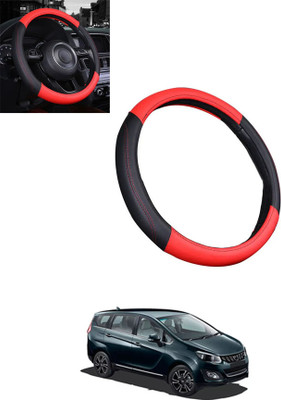 MATIES Steering Cover For Mahindra Universal For Car(Red/Black, Leatherite)