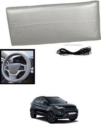 MATIES Hand Stiched Steering Cover For Tata Universal For Car(Silver, Leatherite)