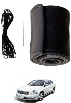 ABJD Hand Stiched Steering Cover For Chevrolet Teana(Grey, Black, Leatherite)