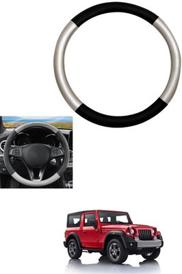 MATIES Steering Cover For Mahindra Thar(Silver, Black, Leather)