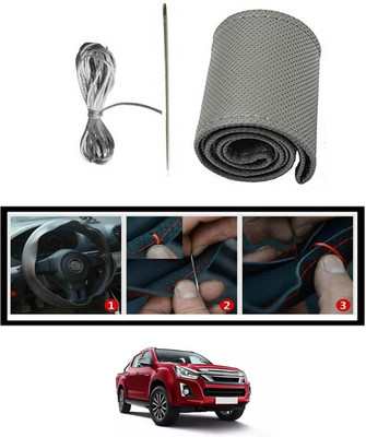 RKPSP Hand Stiched Steering Cover For Isuzu Universal For Car(Grey, Leatherite)