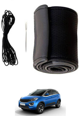 RKPSP Hand Stiched Steering Cover For Tata Universal For Car(Grey, Black, Leatherite)