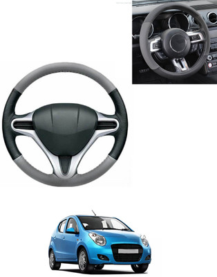 AYW Steering Cover For Universal For Car Universal For Car(Grey/Black, Leatherite)