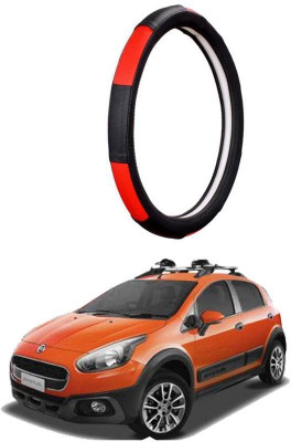 AUTO PEARL Steering Cover For Fiat Avventura(Gold Blaze Black and Red, Leatherite)