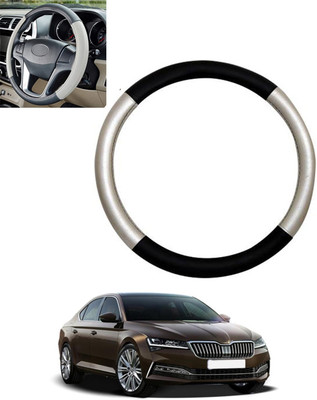 MSNP Steering Cover For Skoda Superb(Silver,Black, Leatherite)