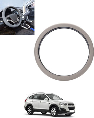 monolive Hand Stiched Steering Cover For Chevrolet Captiva(Silver, Leatherite)