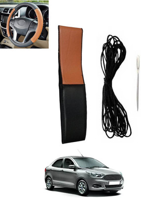 MSNP Hand Stiched Steering Cover For Ford Aspire(Tan, Black, Leatherite)