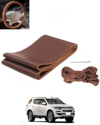RKPSP Hand Stiched Steering Cover For Chevrolet Trailblazer(Brown, Leatherite)