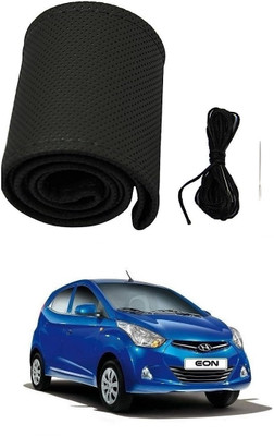 Arnejaa Hand Stiched Steering Cover For Hyundai Eon(Black, Leather)