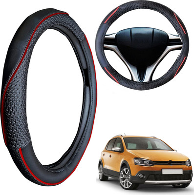 PEEPS STORE Steering Cover For Volkswagen Polo Cross(Black, Leatherite)