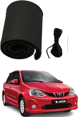 Arnejaa Hand Stiched Steering Cover For Toyota Etios Cross(Black, Leather)
