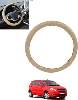 monolive Hand Stiched Steering Cover For Chevrolet Sail UVA(Beige, Leatherite)