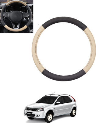 ABJD Steering Cover For Mahindra Verito Vibe(Beige, Black, Leatherite)