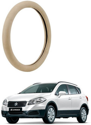RKPSP Hand Stiched Steering Cover For Universal For Car S-Cross(Beige, Leatherite)