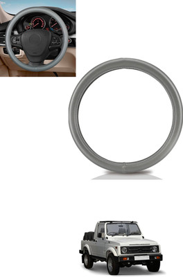 MATIES Steering Cover For Universal For Car Gypsy King(Silver, Leather)