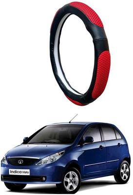 AUTO PEARL Steering Cover For Tata Indica Vista(Black Red, Leatherite)