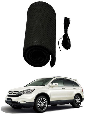 RKPSP Hand Stiched Steering Cover For Universal For Car CR-V(Black, Leatherite)