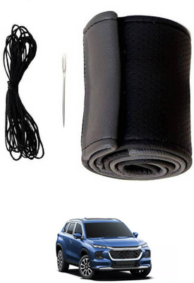monolive Hand Stiched Steering Cover For Universal For Car Grand Vitara(Grey/Black, Leatherite)