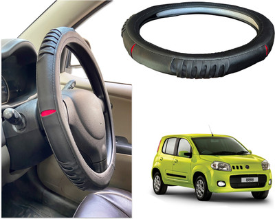 PEEPS STORE Steering Cover For Fiat Uno(Black, Red, Leatherite)