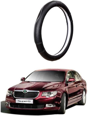 AUTO PEARL Steering Cover For Skoda Superb(Black, Leatherite)