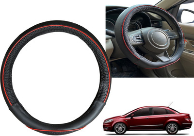 PEEPS STORE Steering Cover For Fiat Linea(Black, Red, Leatherite)