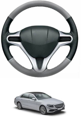 MATIES Steering Cover For Mercedes Benz E200(Grey, Black, Leather)