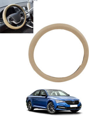 MSNP Steering Cover For Skoda Superb(Beige, Leatherite)
