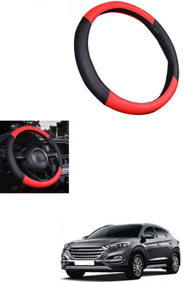 MATIES Steering Cover For Hyundai Tucson(Red/Black, Leather)