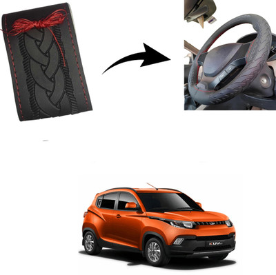 Autoinnovation Hand Stiched Steering Cover For Mahindra KUV 100(Black, Leather)