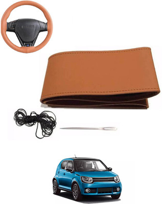 MATIES Hand Stiched Steering Cover For Universal For Car Universal For Car(Tan, Leatherite)