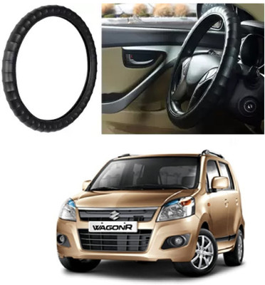 OOLTAH PAHIYA Hand Stiched Steering Cover For Maruti WagonR(Black, Leatherite)