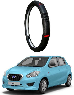 AUTO PEARL Steering Cover For Datsun Go(Diamond Black Red, Leatherite)