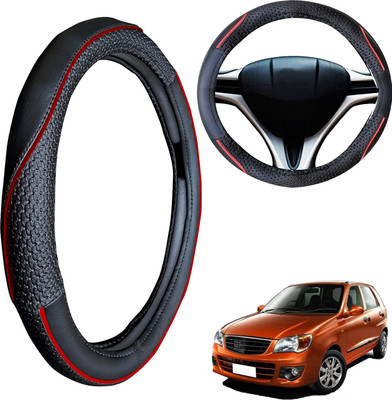 PEEPS STORE Steering Cover For Maruti Alto K10(Black, Leatherite)