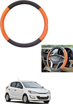 MATIES Steering Cover For Hyundai i20(Tan/Black, Leather)