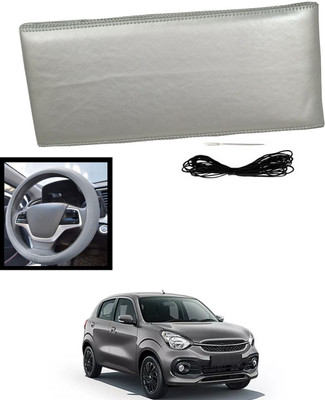 MATIES Hand Stiched Steering Cover For Maruti Celerio(Silver, Leatherite)