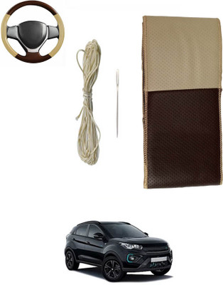 ABJD Hand Stiched Steering Cover For Tata Universal For Car(Beige, Brown, Leatherite)