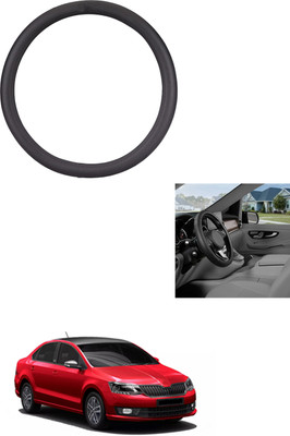 MATIES Steering Cover For Skoda Rapid(Black, Leather)