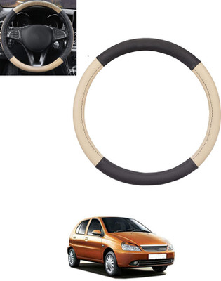 monolive Hand Stiched Steering Cover For Tata Indica(Beige, Black, Leatherite)