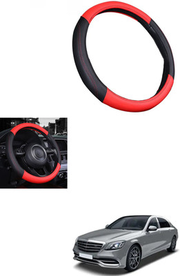 MATIES Steering Cover For Mercedes Benz Universal For Car(Red/Black, Leather)